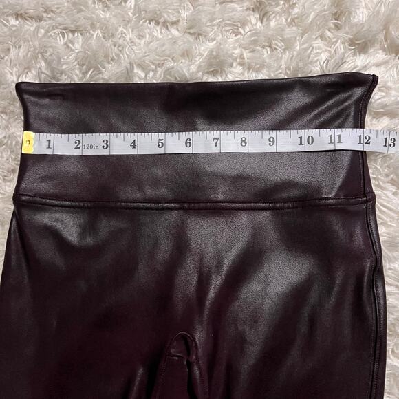 SPANX Wine Colored Faux Leather Leggings Size M - Picture 6 of 7